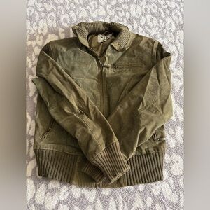 suede clio olive green leather jacket